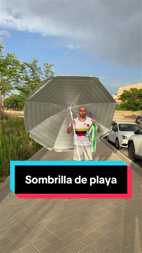 Sombrilla de playa con capa plateada para protección UV
