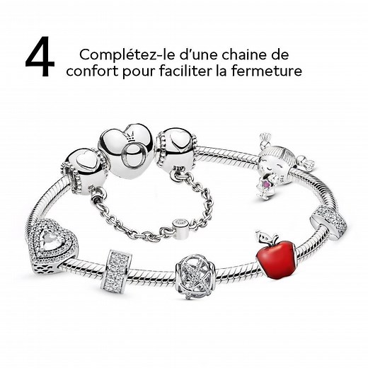 Composez votre bracelet Pandora ! Choisissez votre bracelet, ajoutez des clips, et vos charms préférés ! Ajoutez une chaîne de confort pour faciliter la fermeture. https://go.pandora.net/3dBfesJ | Pandora