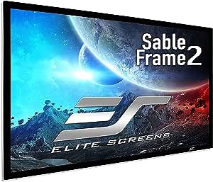 Elite Screens Sable Frame 2 144 inch Diag. 16:10,Matte Black Frame Finish, Active 3D 4K Ultra HD Ready Fixed Frame Home Theater Projection Projector Screen, ER144WX2