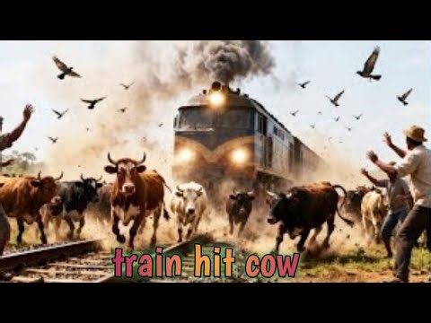 Live Train accident ! Train Hits Cow crossing Railway Line At High Speed !