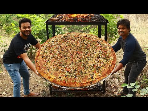 Dominos Veg Pizza | Giant Homemade Pizza Recipe | Grandpa Kitchen