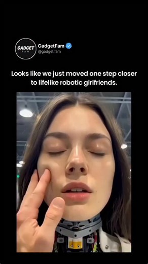 GadgetFam - Tech & Smartphones. on Instagram: "We might be stepping into a new era of human-like robotics. A new prototype shows a robot with a soft, realistic face that reacts to touch almost like real skin. The texture, tiny movements and the way it compresses and rebounds make the whole interaction feel surprisingly natural. It’s a clear sign that lifelike expression and physical interaction with robots are getting closer. robotics, ai, futuretech, innovation, androids, technews"