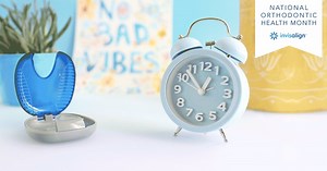 Are you giving your Invisalign clear aligners plenty of time to do their job? Make sure to wear them for 20-22 hours a day and only remove them to eat, drink, and brush your teeth. #NationalOrthodonticHealthMonth | Invisalign