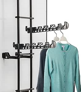 2 Packs Portable RV Clothes Drying Rack, Camper and Trailer Dryer, Easy Clamp on RV Ladder 1 inch Diameter Tubing, No Drilling, Hang 5 Clothes Up to 45 Lb, Clothes Dryer, ABS, Black