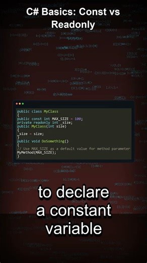 Still mixing up const and readonly in C# #CSharp #Programming #DotNet #dotnetcore #coding #viral #ai