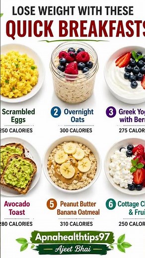 5 Quick Breakfasts for Fast Weight Loss | Healthy Morning Foods