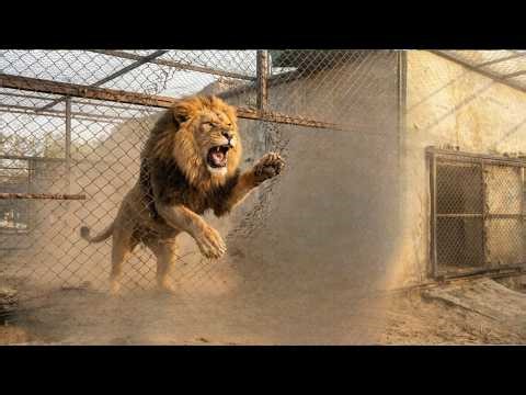 Terrifying Moment Enraged Lion Lunges at Fence in Shocking Display of Power