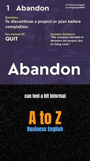 A to Z Business English: Abandon #englishvocabulary