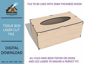 Tissue Box Cover SVG File, Laser Cut Files, Glowforge Cut Files, Xtool Cut Files, Laser Engrave Files, Tissue Box Cut Files Dxf, Ai, PDF - Etsy