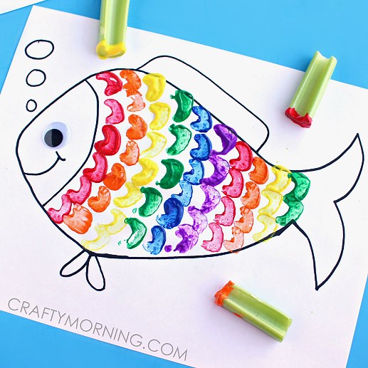 Celery Stamping Rainbow Fish Craft for Kids - Crafty Morning