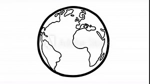 Black and white Earth cartoon animation. Doodle crazy pulsing globe. Looks like a fantastic ball. Fully hand drawn. Looping rotation. Good for whiteboard or blackboard.