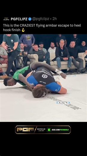 The flying armbar looked locked in—until the escape became a heel-hook finish.