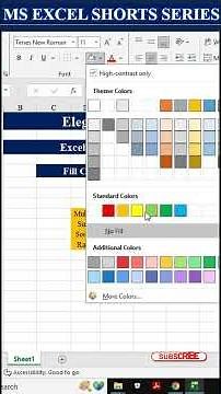 Day-18 | How to Fill Color in Excel 🔥#excel #msexcel #eleganceacademy #excelformula