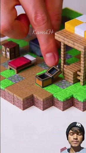 Cute 😊Minecraft Village with Magnets & Paper.