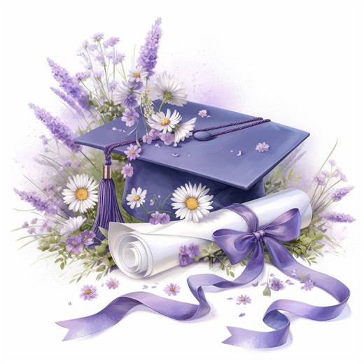 15 Floral Graduation Cap Clipart, Decorative Academic Celebration Illustration, Printable Watercolor Clipart, High Quality JPG, Paper Craft - Etsy