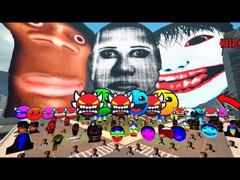 Furious Angry Munci Family & Big Geometry Dash Sprunki Family, Obunga Nextbot in Gmod COMPILATION