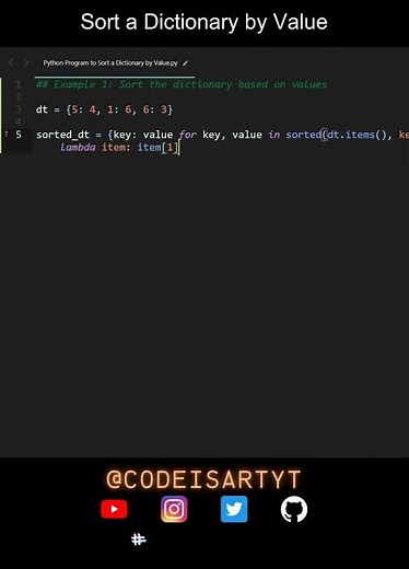 Sort a Dictionary by Value in Python | Python Examples | Python Coding Tutorial | Python Interview