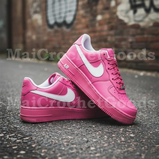 Pink Custom AF1 Sneakers | White Swoosh Low Top Shoes | Streetwear Bold Leather Sneakers - Etsy