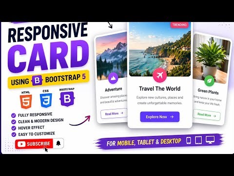 Responsive Card using HTML, CSS & Bootstrap | Step-by-Step Tutorial (Hindi)
