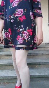 13K views · 223 reactions | Black flowered mini dress, red high heels. Ecru pantyhose T-Lady | Sissymaid Pl | Facebook