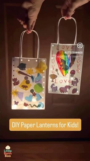 DIY Paper Bag Lanterns 🏮 #midautumnfestival #tettrungthu #diyforkids