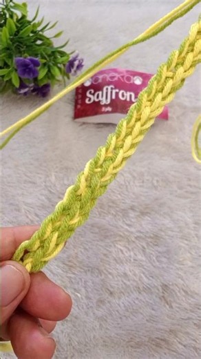 I tried crocheting green and yellow thread #crochet #tutorial #handmade #rope #inspiration