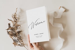 Folded Program Template | Booklet Style Fancy Script Minimalist Design Wedding/any Event | Digital Download | Fully Editable Template #177 - Etsy