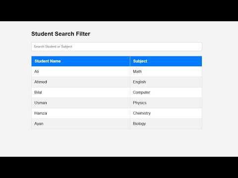 JavaScript Search Filter | Live Search Mini Project | HTML CSS JavaScript