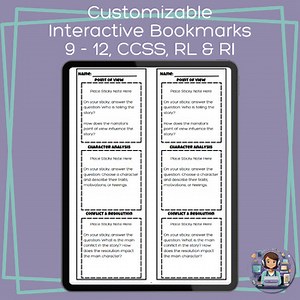 Reading Comprehension Bookmarks - Questions & Prompts for grades 9, 10, 11, 12
