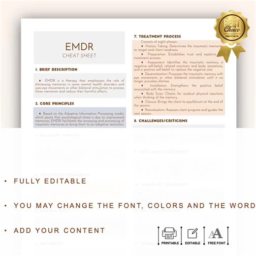 EMDR Therapy Cheat Sheet, Eye Movement Desensitization and Reprocessing Therapy, EMDR Therapy, Trauma Therapy, PTSD Therapy, Reference Guide - Etsy