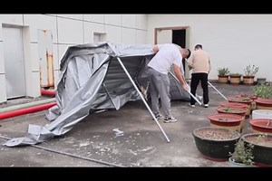 10 x 10 FT Storage Shed, Portable Shed with 220G Heavy Duty PE Tarp, Roll-up Zipper Door & Vent, Waterproof Storage Tent for Motorcycle, Bike and Tools, Gray