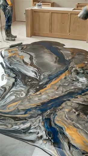 Luxury Kitchen Transformation in 30 Seconds - Metallic Epoxy Floor Time Lapse #epoxycoating