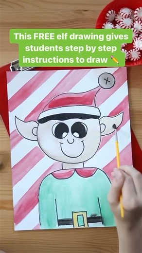 Elyse Rycroft | Teacher Ideas on Instagram: "🎄Bring some festive cheer to your classroom with this FREE Elf directed drawing! 🎄 Kids follow simple steps to draw the cutest little holiday helper — a fun, confidence-building activity that makes adorable classroom décor and a sweet keepsake for families. It’s calming, creative, and perfect for those busy days leading up to winter break! 🎅 👉 Leave ELF in the comments, and I’ll send the link your way! 🎁 #proudtobeprimary #christmasactivities #di