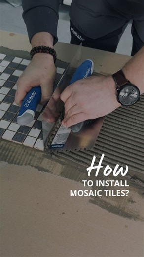 Kubala Tools on Instagram: "🧱 How to Install Mosaic Tiles Mosaics need a slightly different approach than regular tiles 👇 For mosaic tiles, always use a trowel with a very small notch. The goal is to keep as little adhesive as possible in the joints. There are two main types of mosaics: textured (convex) and flat - but the installation principle stays the same. Start by keying the adhesive into the substrate, then spread it carefully and evenly. ❗ Do not back-butter mosaic sheets. The trickies