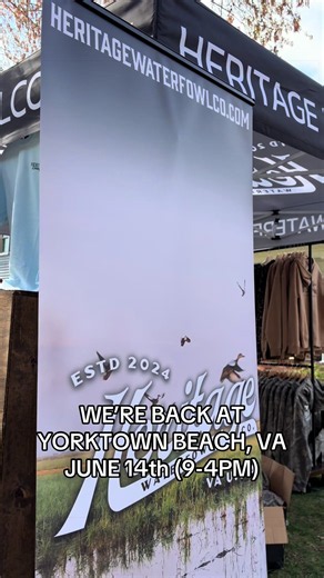 We’re pumped to be back at Yorktown Beach, VA on June 14th from 9-4PM. Come on and get your summer tees and hats! #heritagewaterfowlco #YorktownVA #MossyOak #WaterfowlApparel