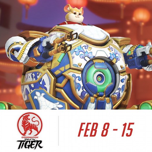 22K views · 650 reactions | Engaging Festive Mode 裏 Roll out as Porcelain Wrecking Ball (Epic) now through Feb 15. Play. Win. Earn. Overwatch Year of the Tiger is Live Now!  | Overwatch | Facebook