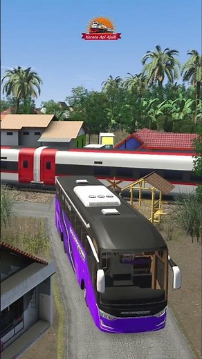 Trucks and buses cross the railway crossing without a barrier