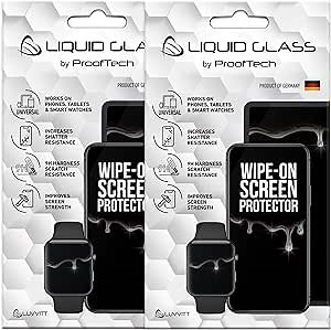 ProofTech 2 Pack Liquid Glass Screen Protector for All Smartphones Tablets and Watches - Universal Fit