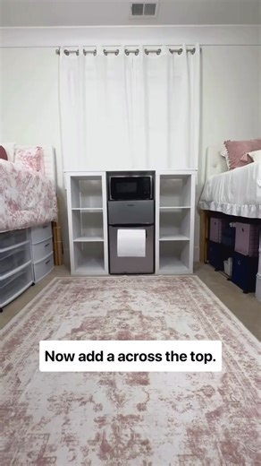 This has been a favorite dorm kitchen idea in our Dorm Shopping Recommendations & Deal Alerts Facebook Group, so we set out to find the easiest and most affordable way to get it done! All you need to build THE FRIDGE BRIDGE (we had to give it a name 😊) is: ✅ Two 13” 3-Cube Organizers (11” organizers are not as sturdy). ✅ Closet shelf cut to size (we got ours at Lowe’s) ✅ Adhesive (dots/bumpers, Command strips or tape) ⭐️That’s it!⭐️ 👀 All of the details & products used can be found in our deta