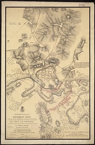Battlefield in front of Franklin, Tenn. where the United States forces, consisting of the 4th & 23rd Corps and the Cavalry Corps M.D.M., all under the command of Maj. Gen'l. J. M. Schofield, severely repulsed the Confederate army ...