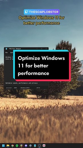 Quickly optimize Windows 11 for better performance. More coming soon. #windows11 #optimizepc #pcoptimize #pcgaming #fpsboost #pc #gamingpc #techtok #techtalk