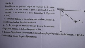 Considérons un pendule simple de longueur L, de masse ponctuell... | Filo