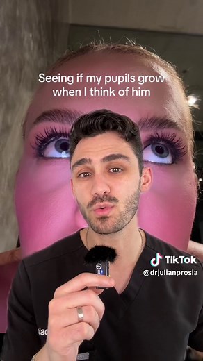 Did you that pupil dilation can happen just from thinking about your lover ?! 🧠❤️🥰. If you know the scientific term for pupil dilation comment it down below ⬇️ #greenscreen #greenscreenvideo #optometrist #eyedoctor #doctorsoftiktok #doctor #dryeyespecialist #torontolife #torontotiktok #pupil #love #sympathetic #dopamine #happyhormones #science #dilation