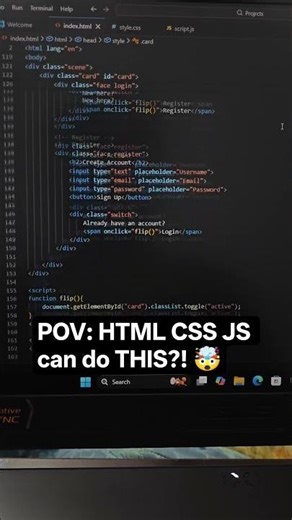 3D Login & Register Animation using HTML CSS JavaScript 🔥 | Frontend Project#html #css #coding #code
