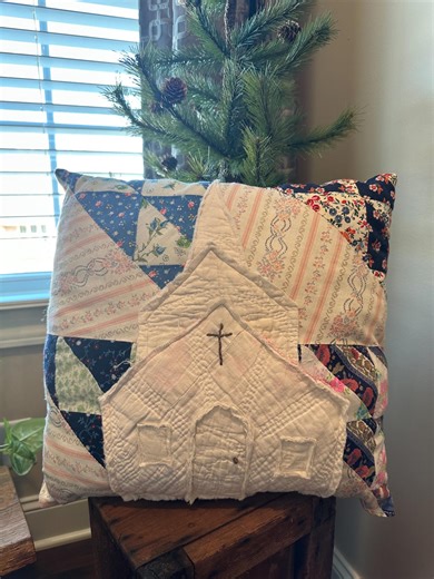Vintage Quilt Block Church Pillow - Etsy