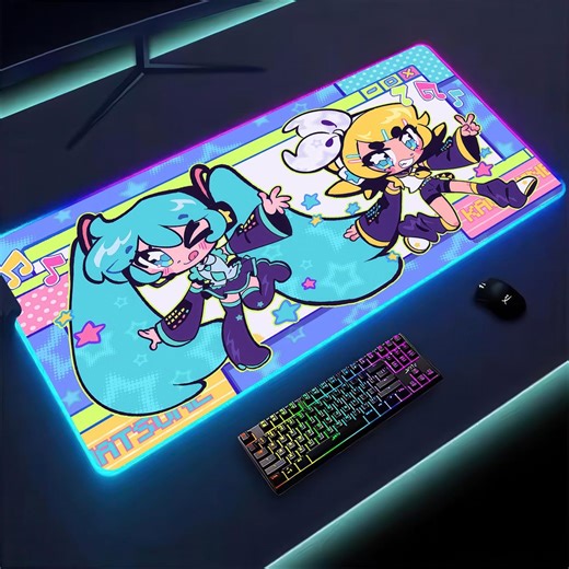 RGB Hatsune Miku Mouse Pad, Kawaii Chibi Anime Desk Mat, XXL Aesthetic Vocaloid Gaming Desk Mat, Cute Cartoon Desk Pad, Gift for Otaku - Etsy