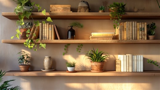 Virtual Background Bookshelf for Zoom Meetings, Home Office Background for Online Meetings 16:9 Ratio, Simple Elegant Backdrop Natural Light