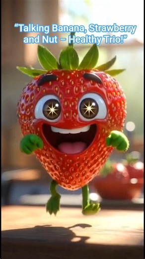 Talking Banana, Strawberry and Nut – Healthy Trio! #shorts #ai #cartoon #toonstudioanimation