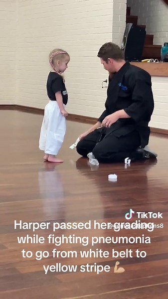 Karate Journey: Harper's Inspiring Yellow Stripe Achievement