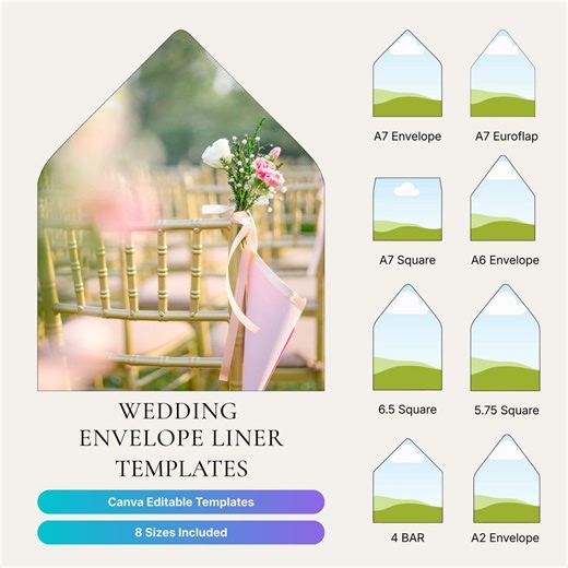 Wedding Envelope Liner Template, Canva Editable, DIY Printable A7 A6 A2 4bar, Euro and Square Flap, Drag and Drop Digital Download - Etsy